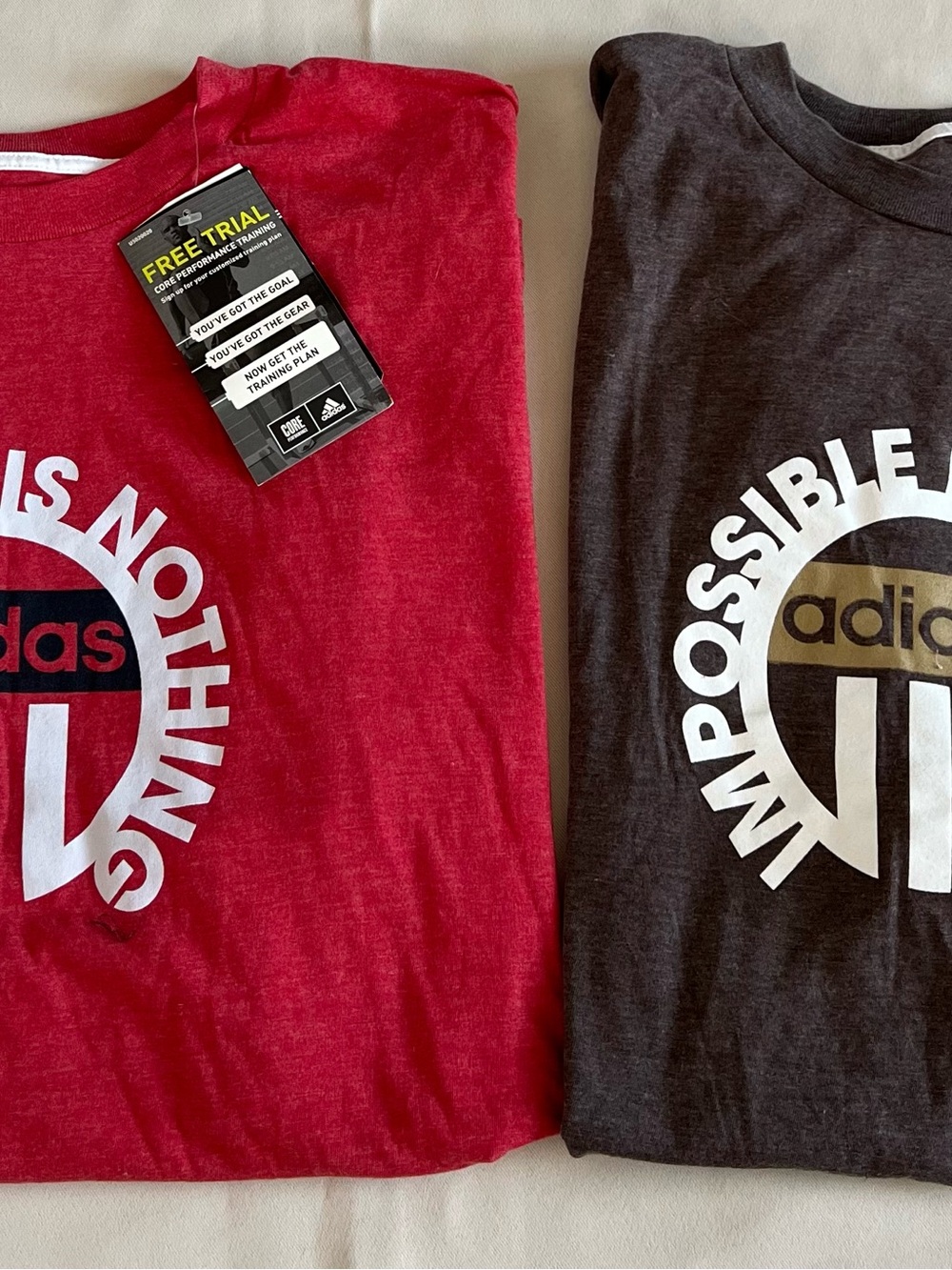 adidas Men’s Red and Charcoal Graphic Short Sleeve Tee